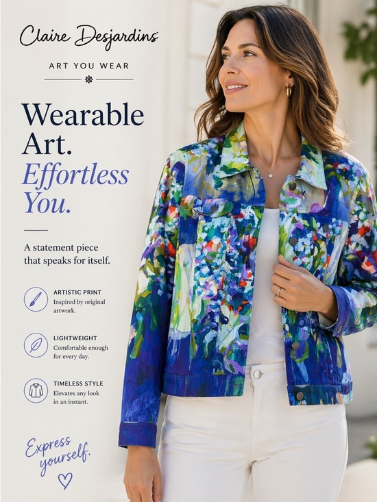 clarie desjardins Jackets & Blazers - Claire Desjardins Abstract Floral Print Women's Jacket in Blue and Green